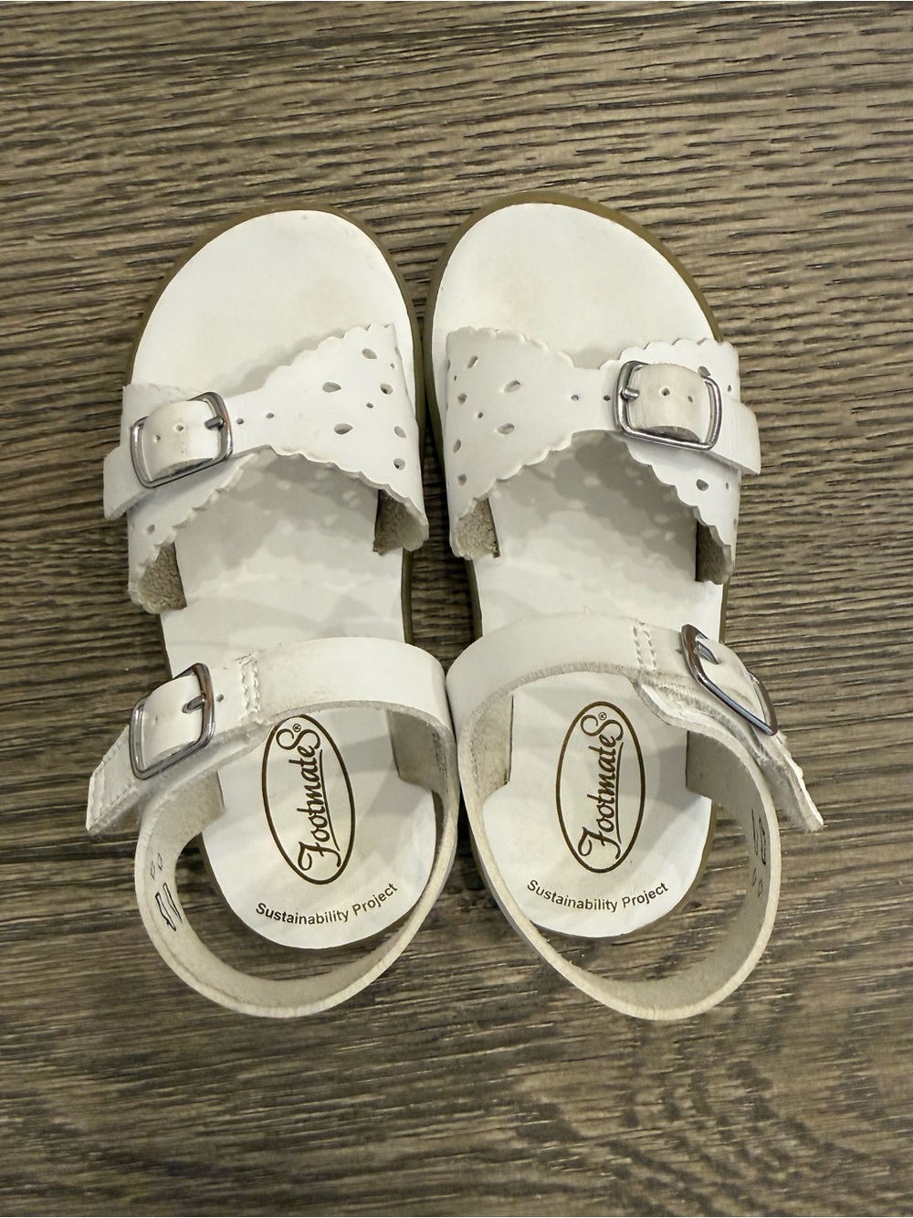 FootMates White Girls' Double Buckle Sandals